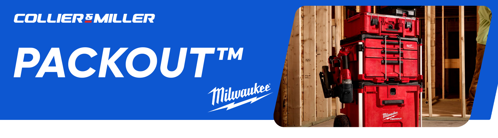 <p>Milwaukee Tool transforms tool transportation, organization, and storage with the PACKOUT&trade; Modular Storage System. At Collier &amp; Miller, we offer a wide range of PACKOUT&trade; toolboxes, organizers, and storage solutions, all designed for maximum versatility. The system&rsquo;s interlocking and interchangeable components allow for endless configurations to suit your needs. Built with impact-resistant materials, the PACKOUT&trade; range is engineered to withstand the toughest job site conditions.</p>